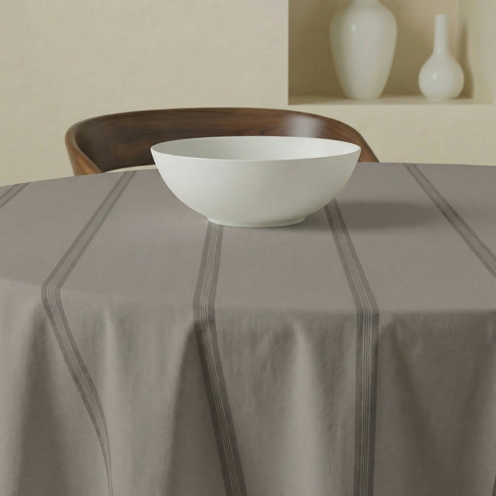 Runde fleckabweisende Tischdecke 100% Baumwolle braun 120cm -