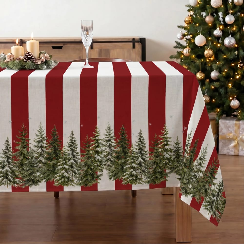 Nappe de noël anti-taches 100 % coton rouge 155x155 cm Nappe de noël anti-taches 100 % coton rouge 155x155 cm