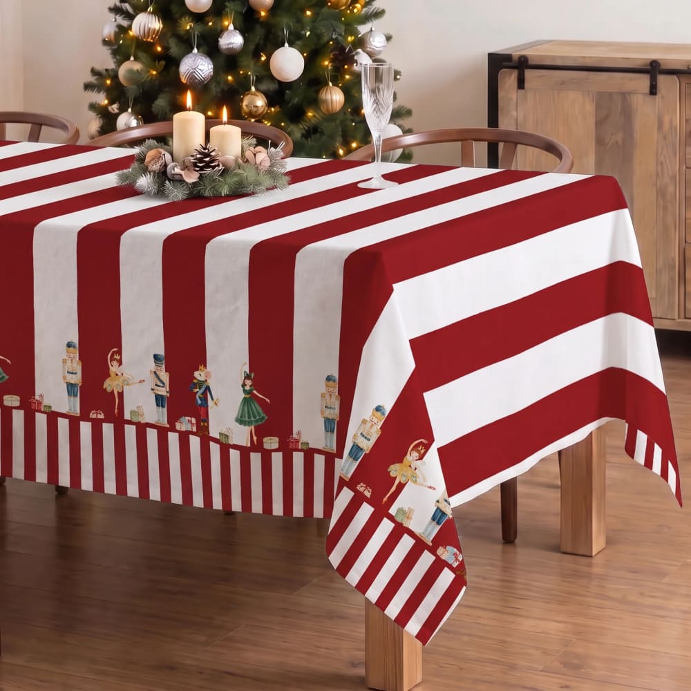 Fleckabweisende Weihnachtstischdecke 100 % Baumwolle rot 300x155