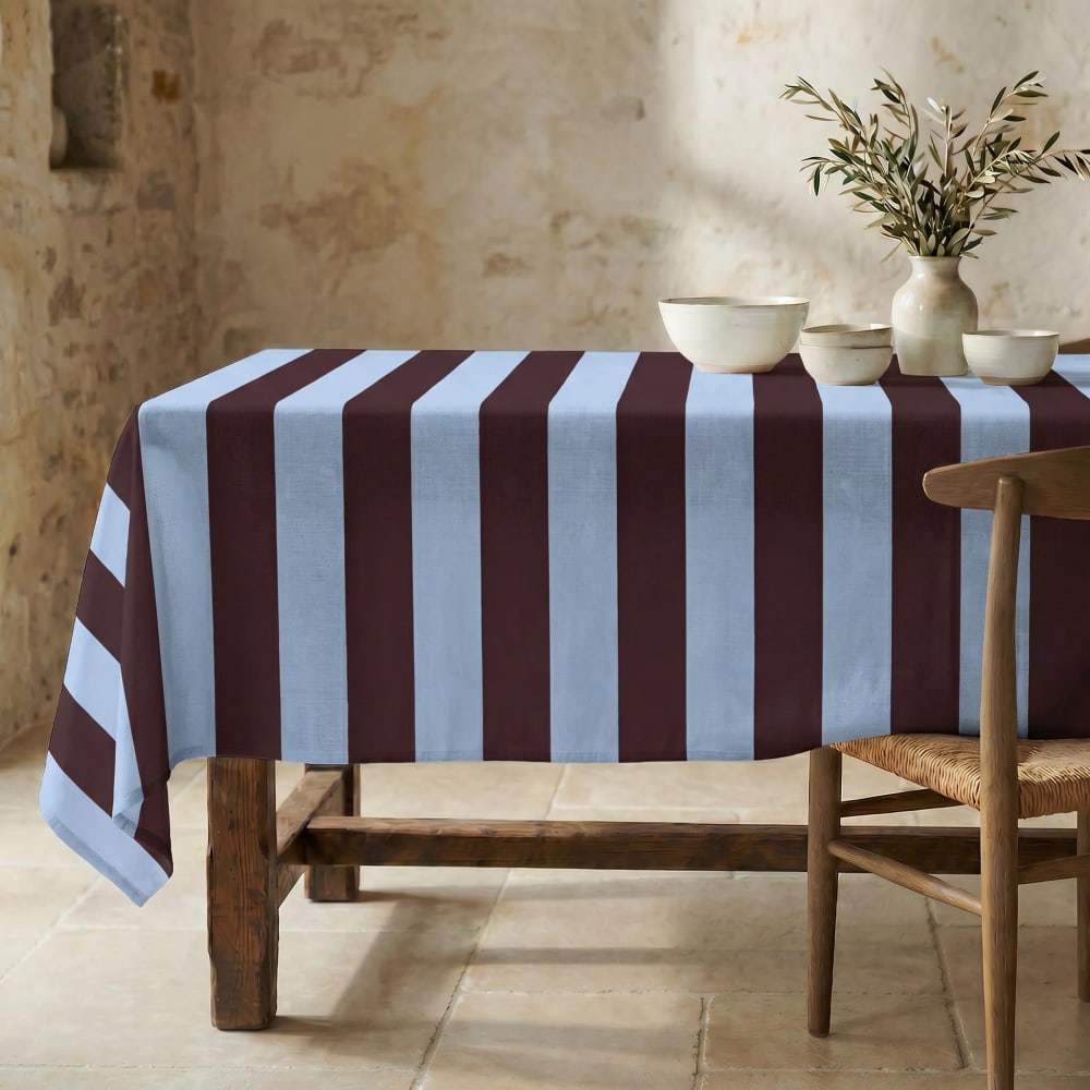 Nappe anti-taches 100 % coton grenat et bleu 250x155 cm Nappe anti-taches 100 % coton grenat et bleu 250x155 cm