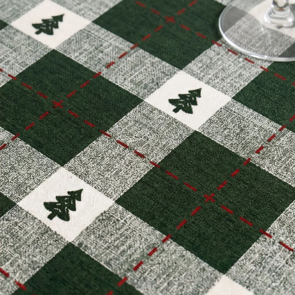 Muare Home Fleckabweisende Weihnachtstischdecke 100 % Baumwolle grün 155x155 cm Öko-Tex Zertifikat - Baumwolle