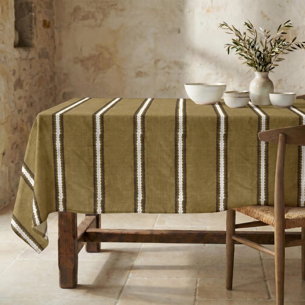 Nappe anti-taches 100 % coton moutarde 100x155 cm
