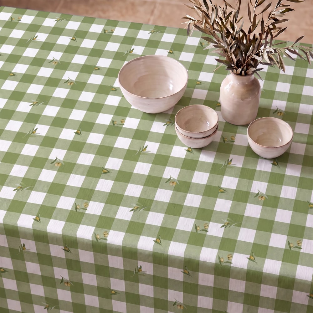 Nappe anti-taches 100 % coton vert 300x155 cm