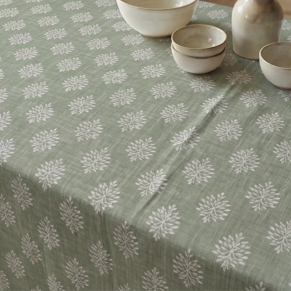 Fleckabweisende Tischdecke 100 % Baumwolle grün 155x155 cm -