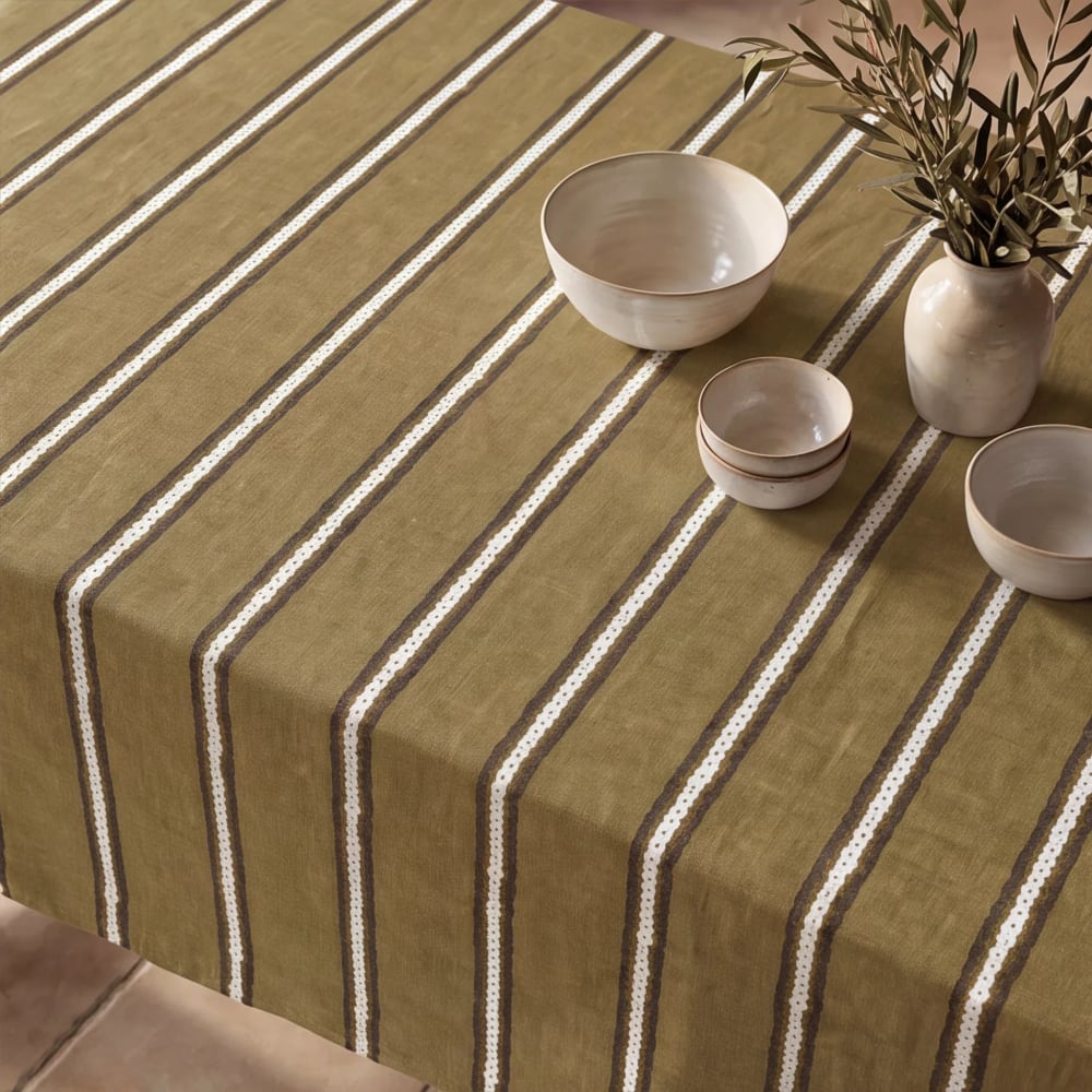 Fleckabweisende Tischdecke 100 % Baumwolle senfgelb 300x155 cm -