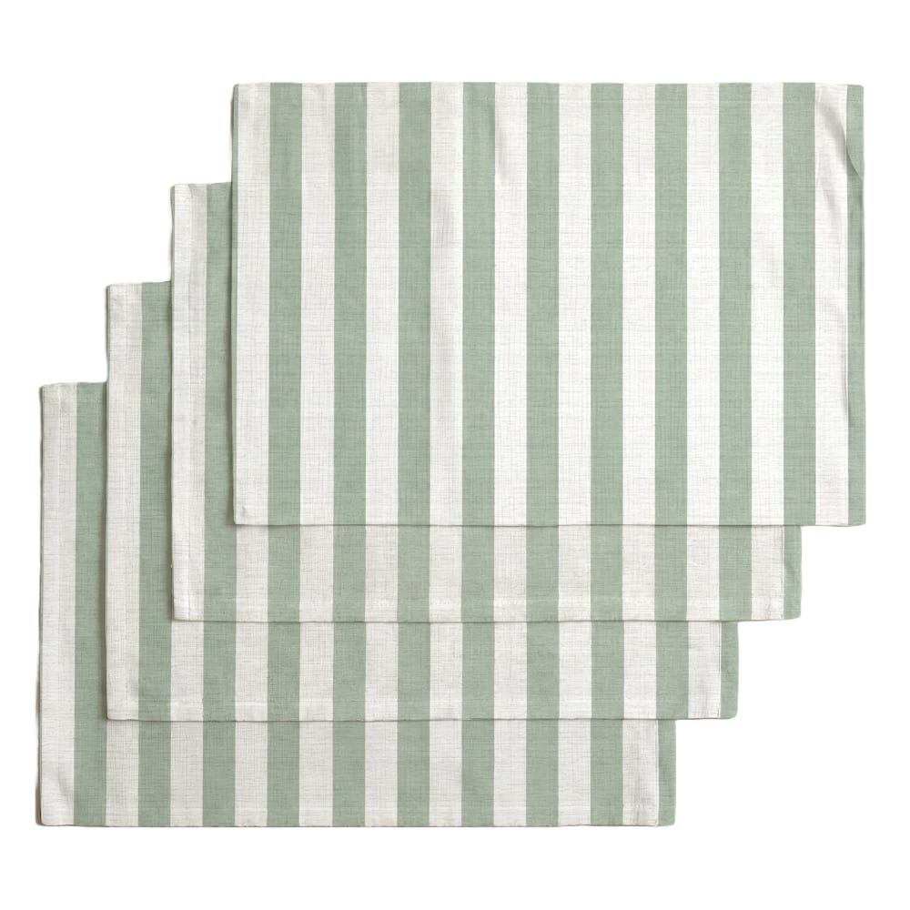 Set de table anti-taches (x4) vert et blanc 35x50 cm