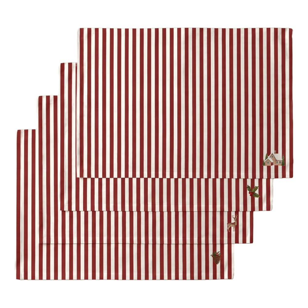 Set de table de noël anti-taches (x4) rouge 35x50 cm Set de table de noël anti-taches (x4) rouge 35x50 cm