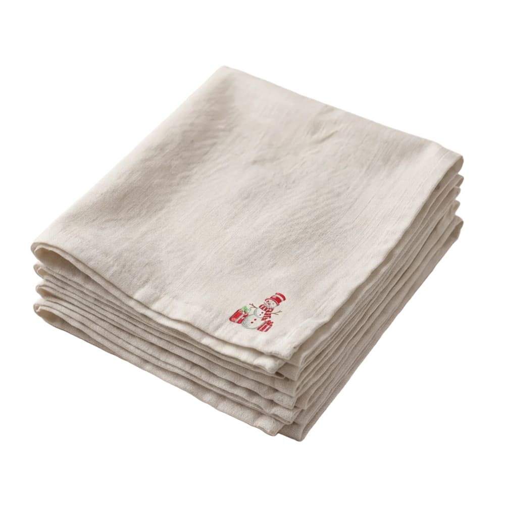 Serviettes de table de noël 100 % coton (x4) blanc 43x43 cm