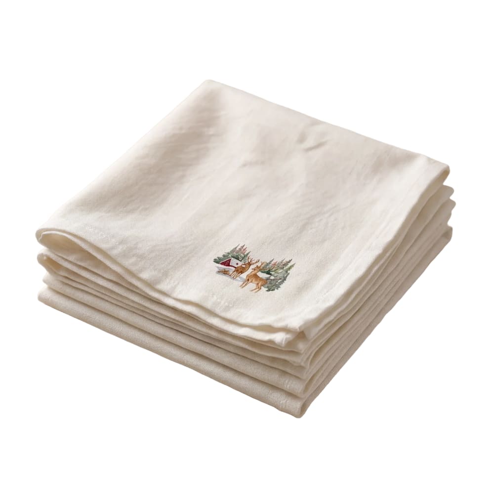 Serviettes de table de noël 100 % coton (x4) blanc 43x43 cm