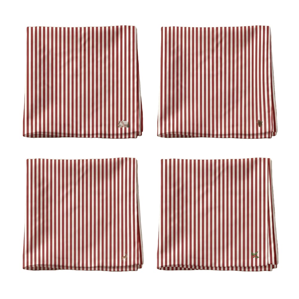 Serviettes de table de noël 100 % coton (x4) rouge 43x43 cm