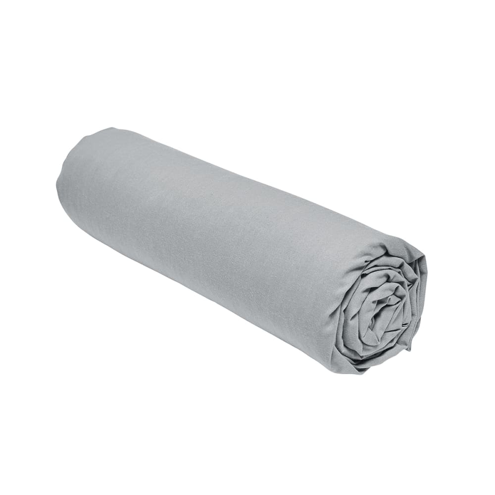 Drap housse 2 personnes uni effet lavé  140x200cm gris