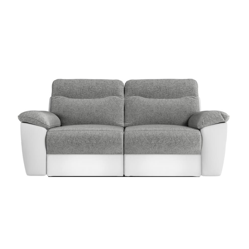 Canapé relax manuel 3 places et fauteuil, tissu et simili - blanc/gris Canapé relax manuel 3 places et fauteuil, tissu et simili - blanc/gris