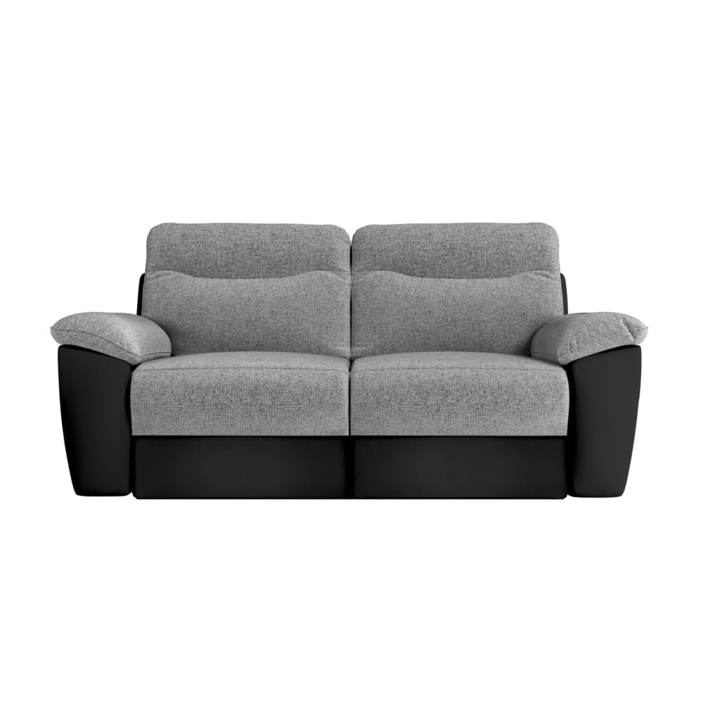 Canapé relax manuel 3 places et fauteuil, tissu et simili - noir/gris Canapé relax manuel 3 places et fauteuil, tissu et simili - noir/gris