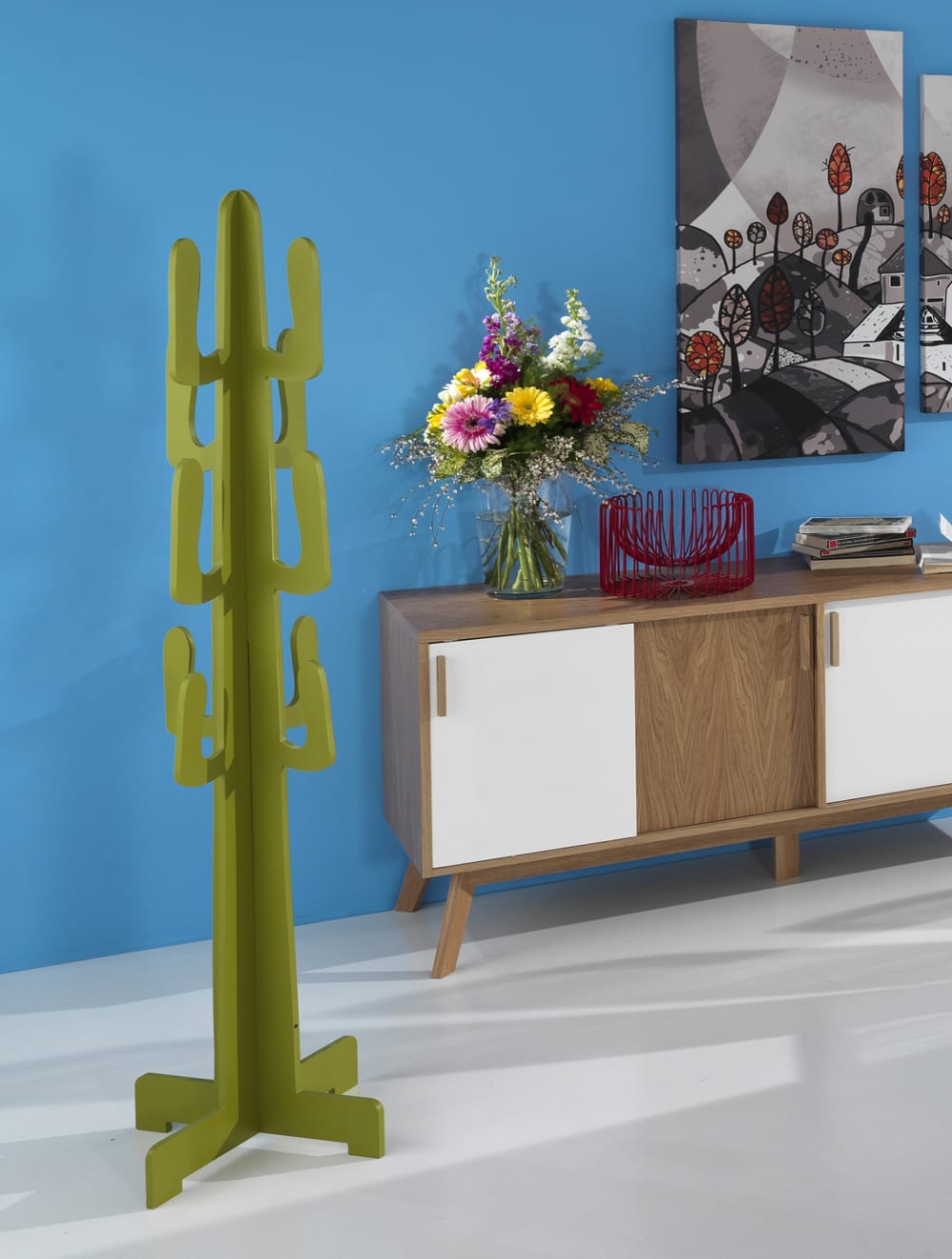 Porte-manteau sur pied mdf vert mat 160x42x42 cm — vue 4