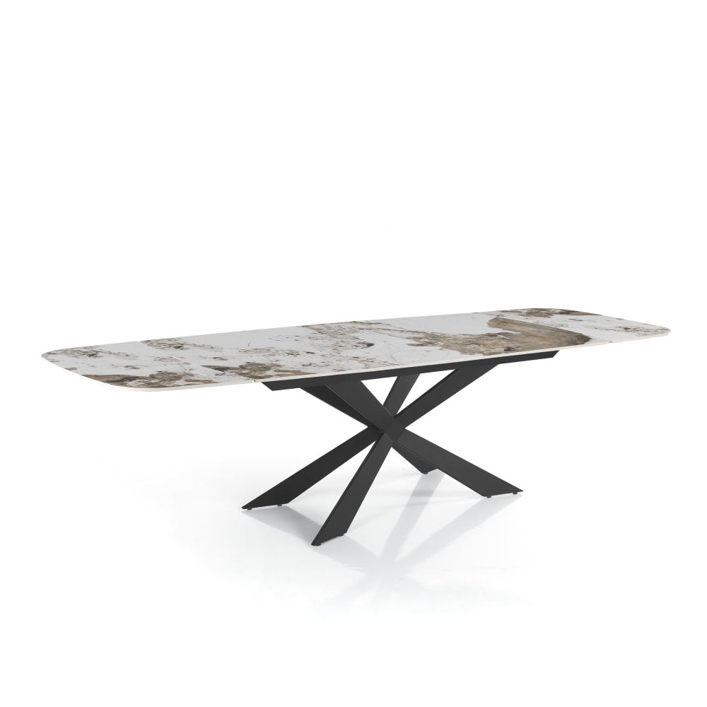 Table extensible ovale céramique/acier onyx-noir 75,5x80x120-180