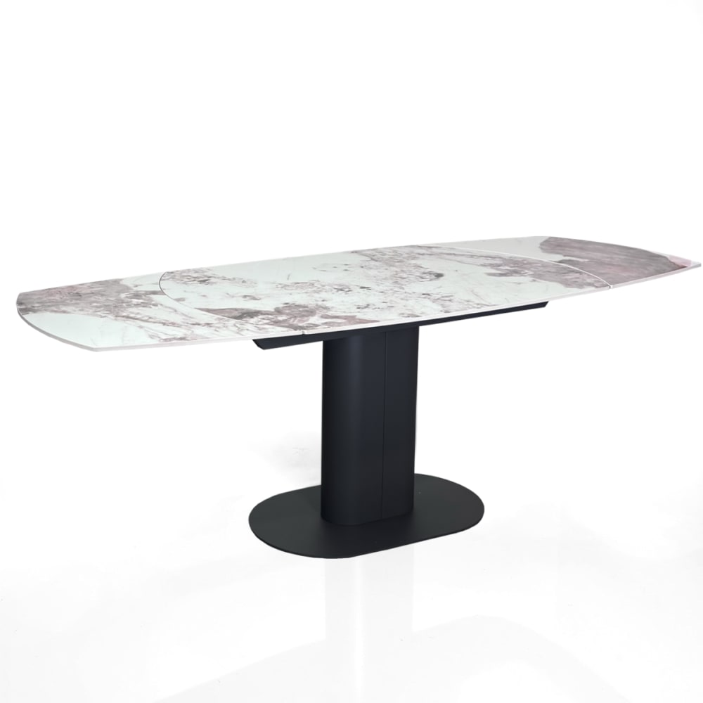 Table extensible céramique/acier onyx-gris 76x89x120-200 cm