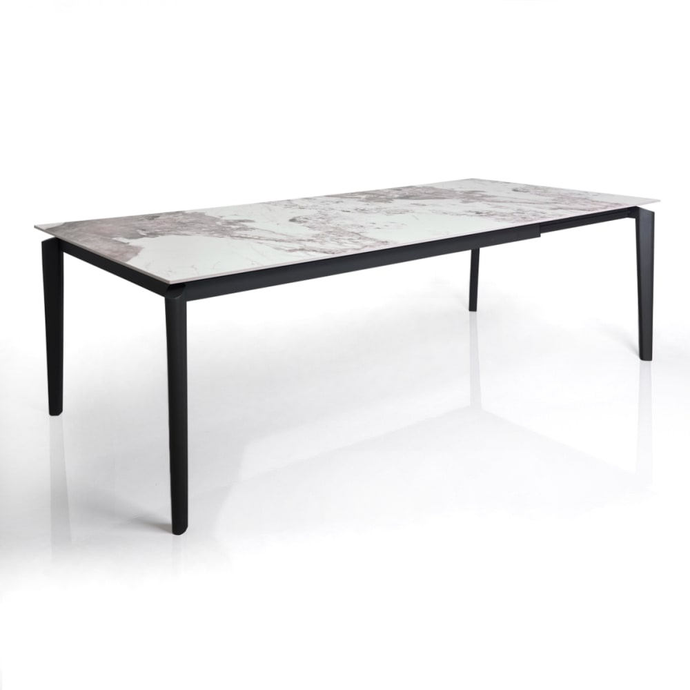Table extensible céramique/acier onyx-gris 77,5x90x160-220 cm