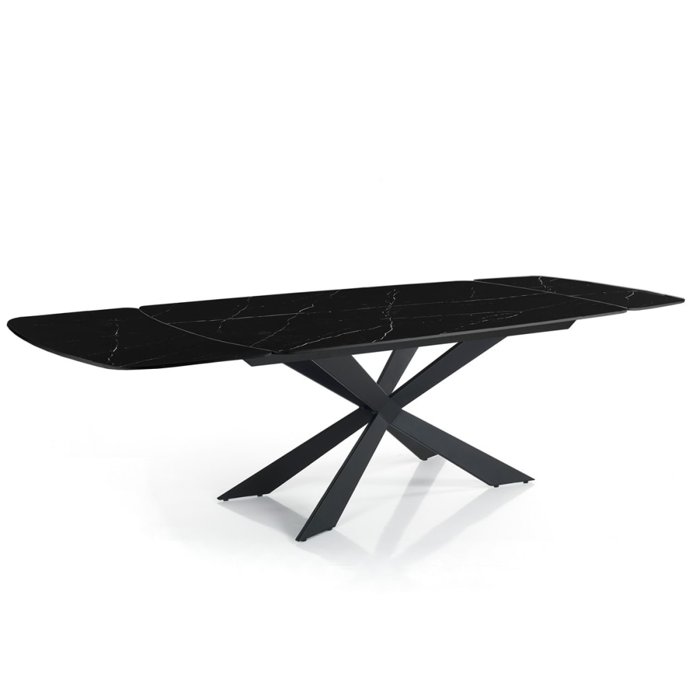 Table extensible ovale céramique/acier noir-noir 75,5x80x120-180 cm