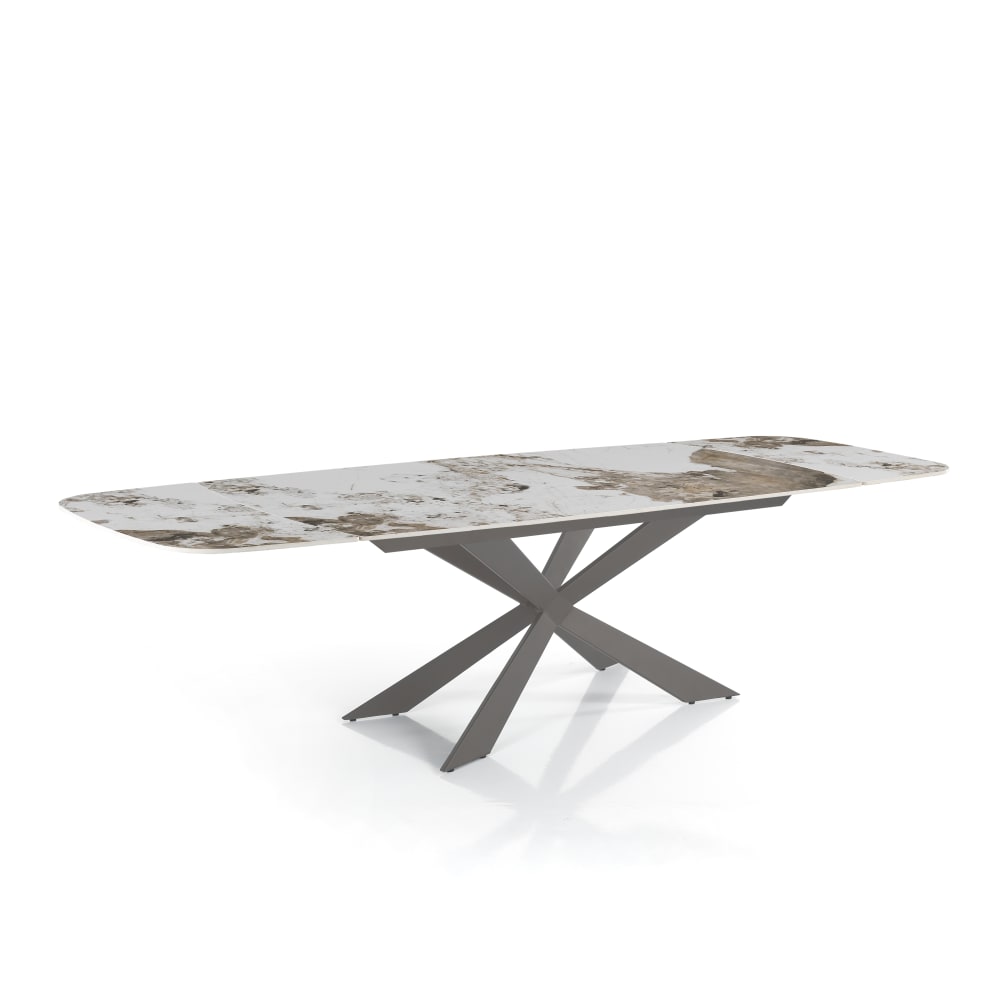 Table extensible céramique/acier onyx-platine 75,5x80x120-180 cm