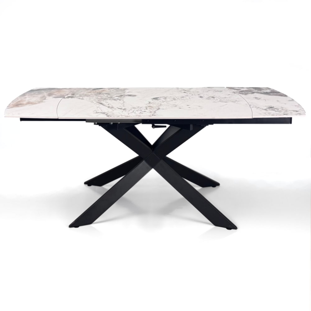 Table extensible ovale céramique/acier onyx-noir 74,5x80x120/179