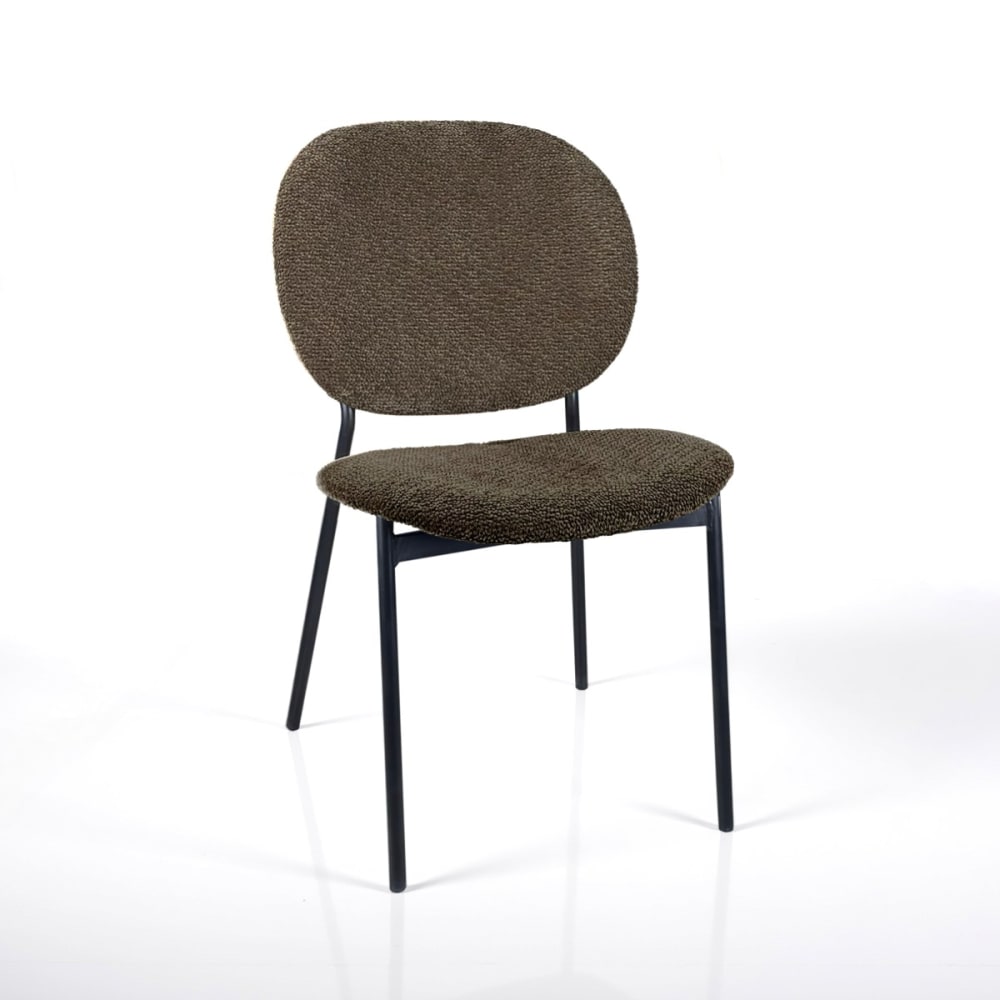 Lot de 2 chaises empilables tissu brun, pieds noirs 81x47x58 cm