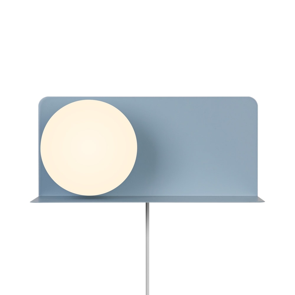 Applique et étagère en verre et fer bleu 35x16cm