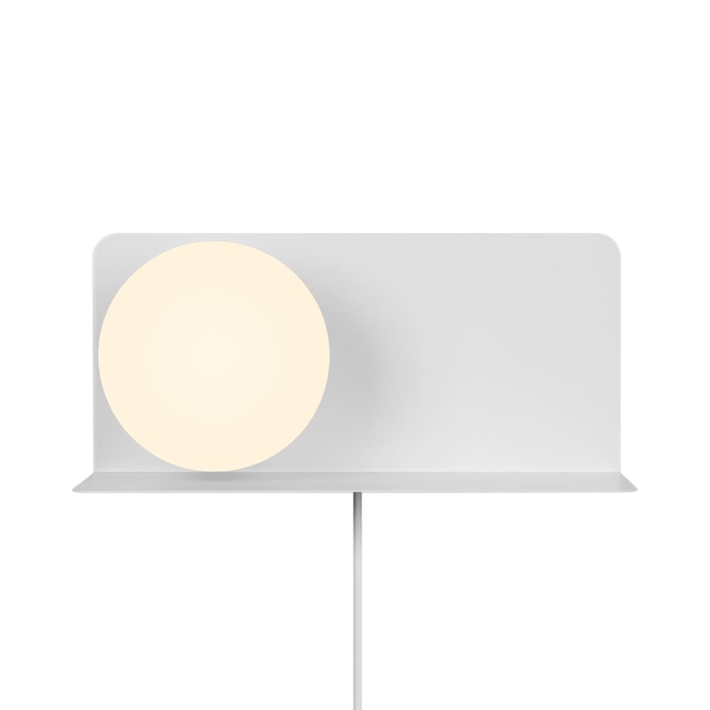 Applique et étagère en verre et fer blanc 35x16cm