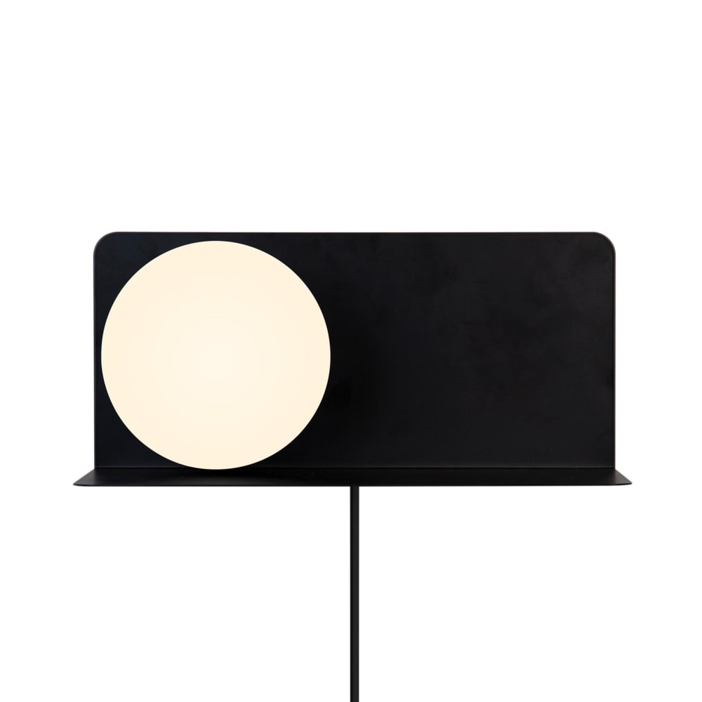 Applique et étagère en verre et fer noir 35x16cm