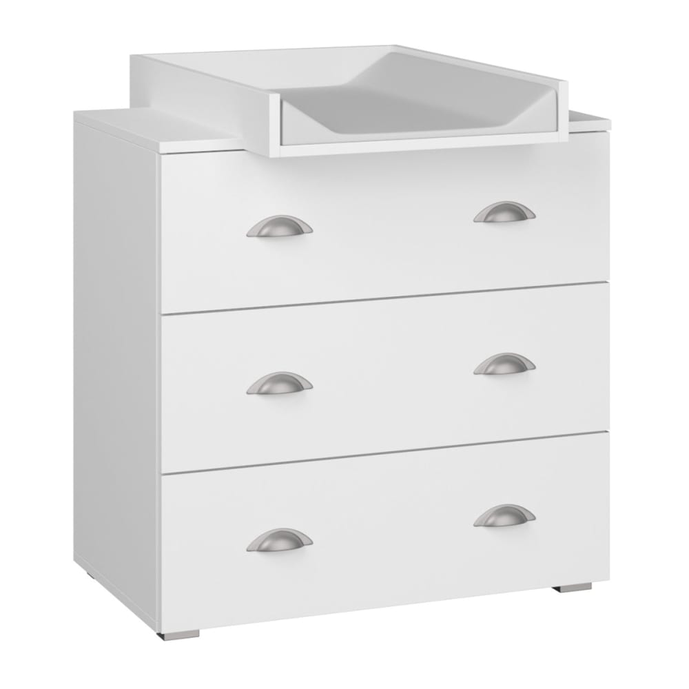 Commode avec plan à langer panneaux laminés blanc Commode avec plan à langer panneaux laminés blanc