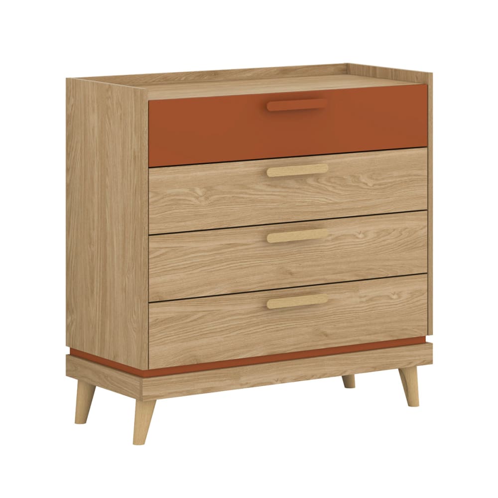 Commode 4 tiroirs matériaux : panneaux stratifiés marron Commode 4 tiroirs matériaux : panneaux stratifiés marron