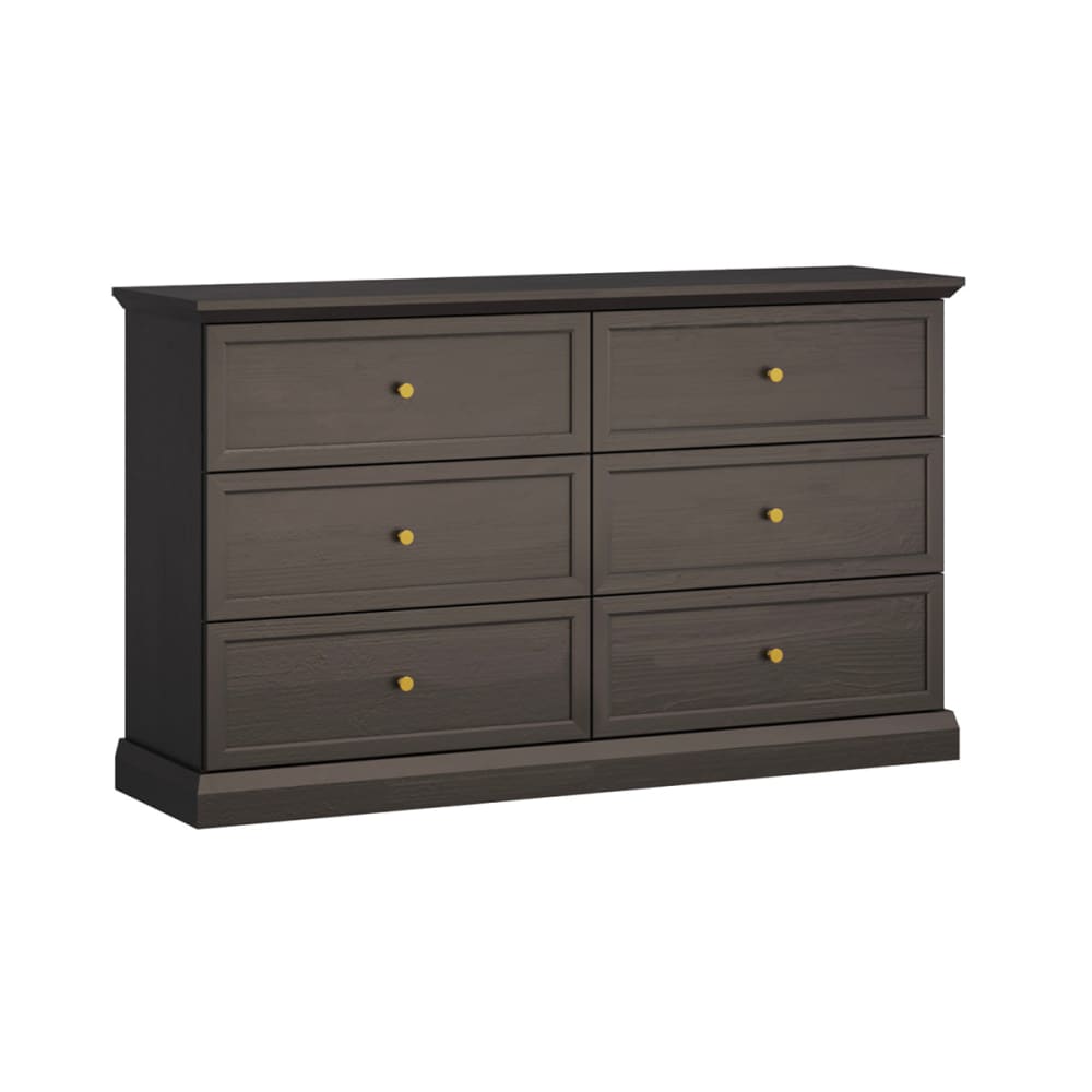 Commode 6 tiroirs panneaux stratifiés gris Commode 6 tiroirs panneaux stratifiés gris