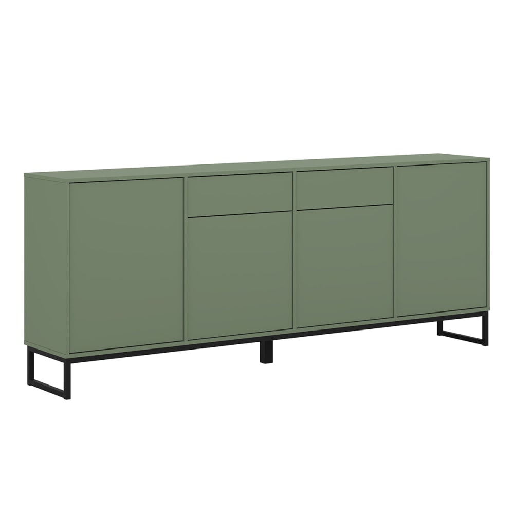 Buffet 4 portes 2 tiroirs panneaux mélaminés vert Buffet 4 portes 2 tiroirs panneaux mélaminés vert
