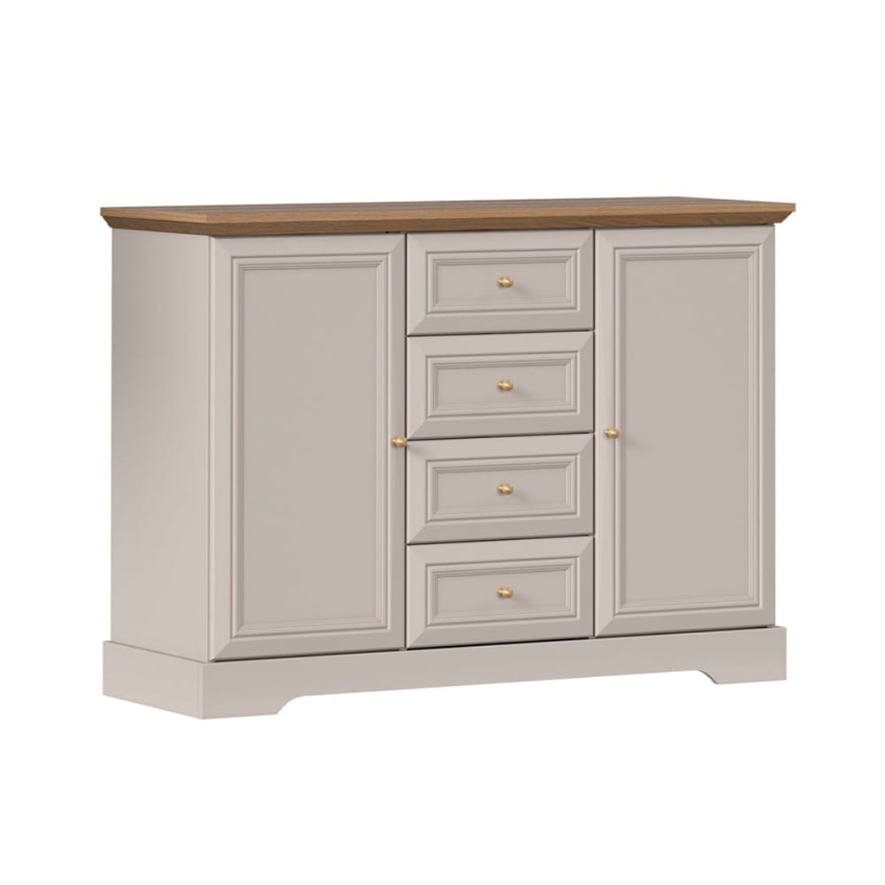 Buffet 2 portes 4 tiroirs panneaux stratifiés beige