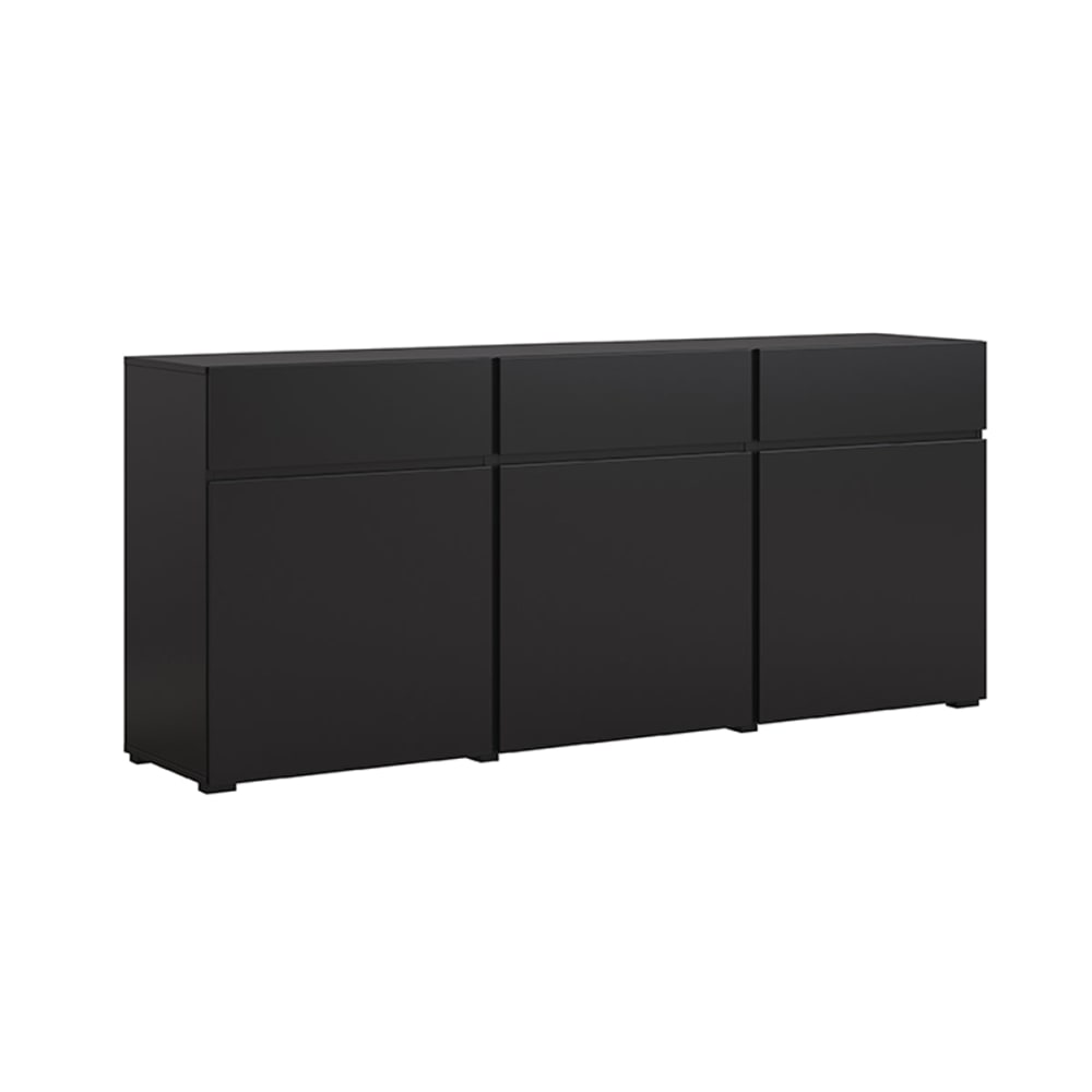 Buffet 3 portes 3 tiroirs panneaux stratifiés noir