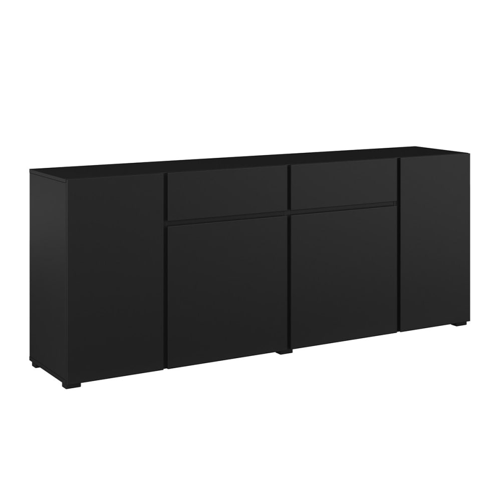 Buffet 4 portes 2 tiroirs panneaux mélaminés noir