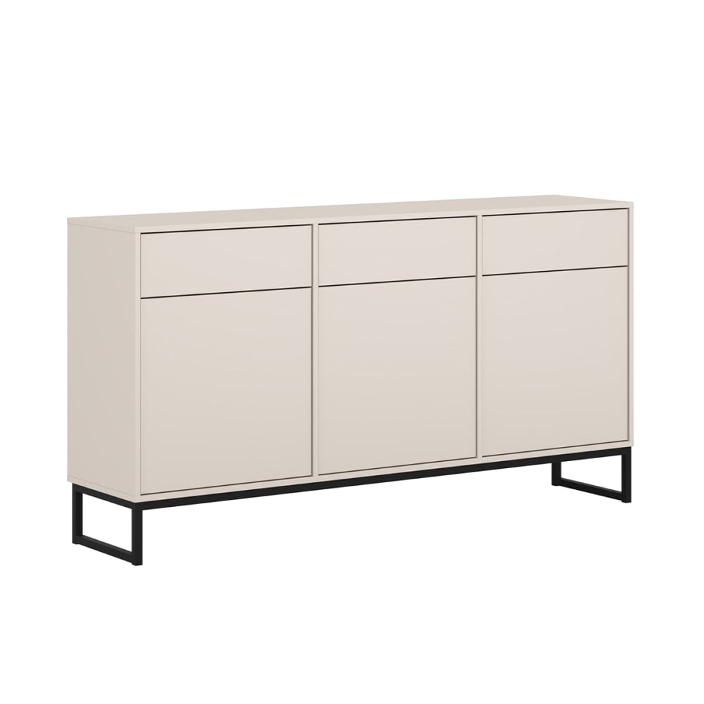 Buffet 3 portes 3 tiroirs panneaux mélaminés beige Buffet 3 portes 3 tiroirs panneaux mélaminés beige