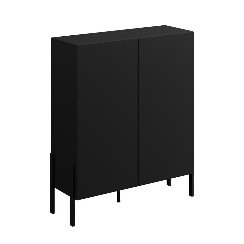 Buffet haut 2 portes panneaux mélaminés noir Buffet haut 2 portes panneaux mélaminés noir