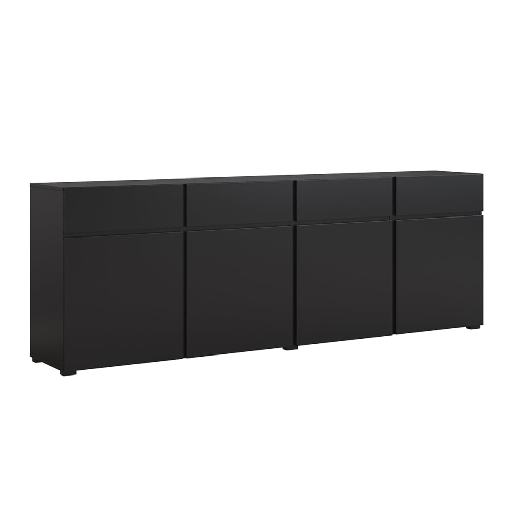 Buffet 4 portes 4 tiroirs panneaux stratifiés noir