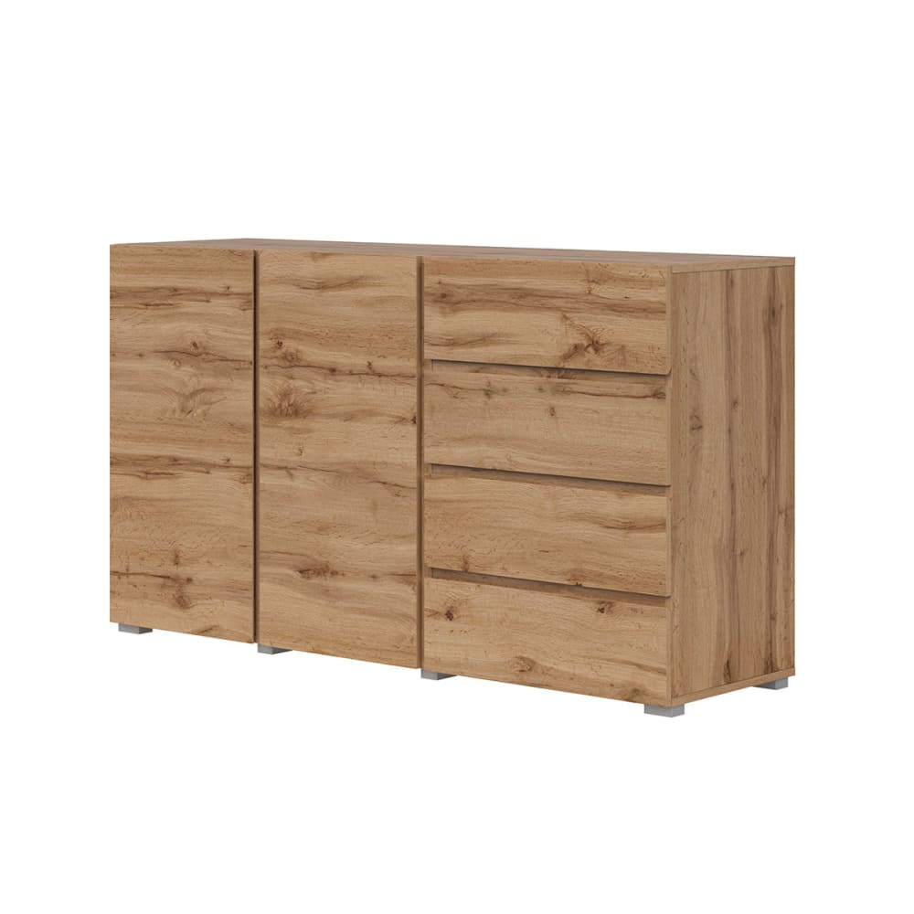 Buffet 2 portes 4 tiroirs panneaux mélaminés marron