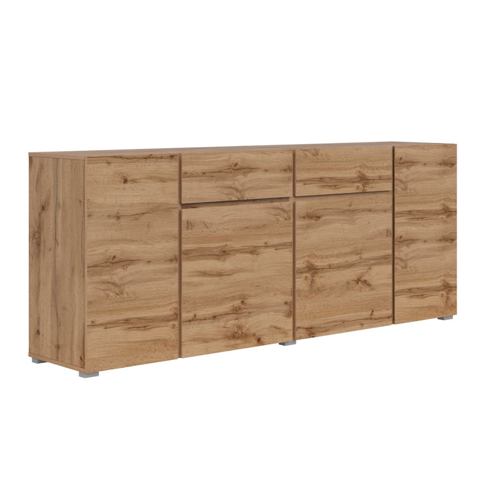 Buffet 4 portes 2 tiroirs panneaux mélaminés marron