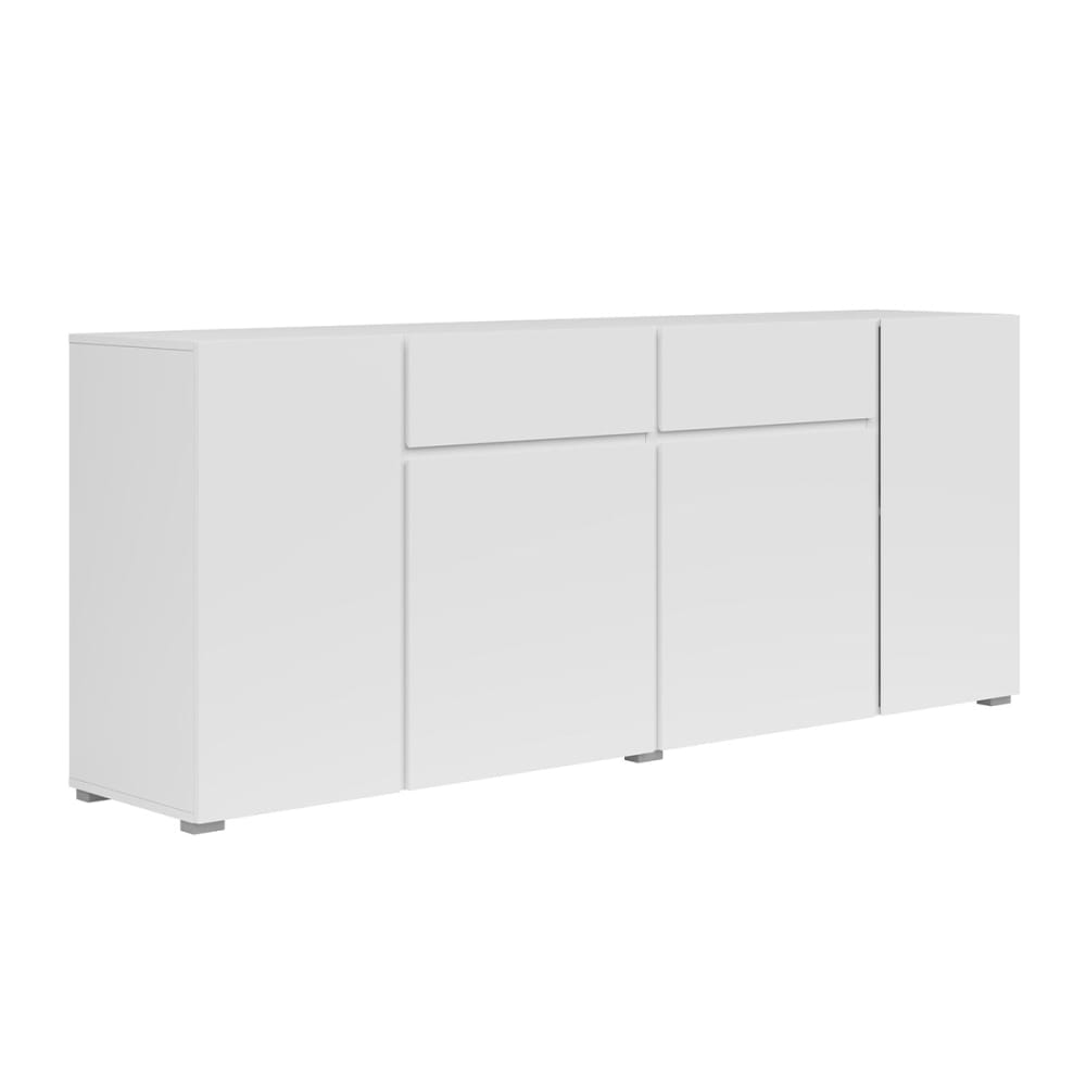 Buffet 4 portes 2 tiroirs panneaux mélaminés blanc