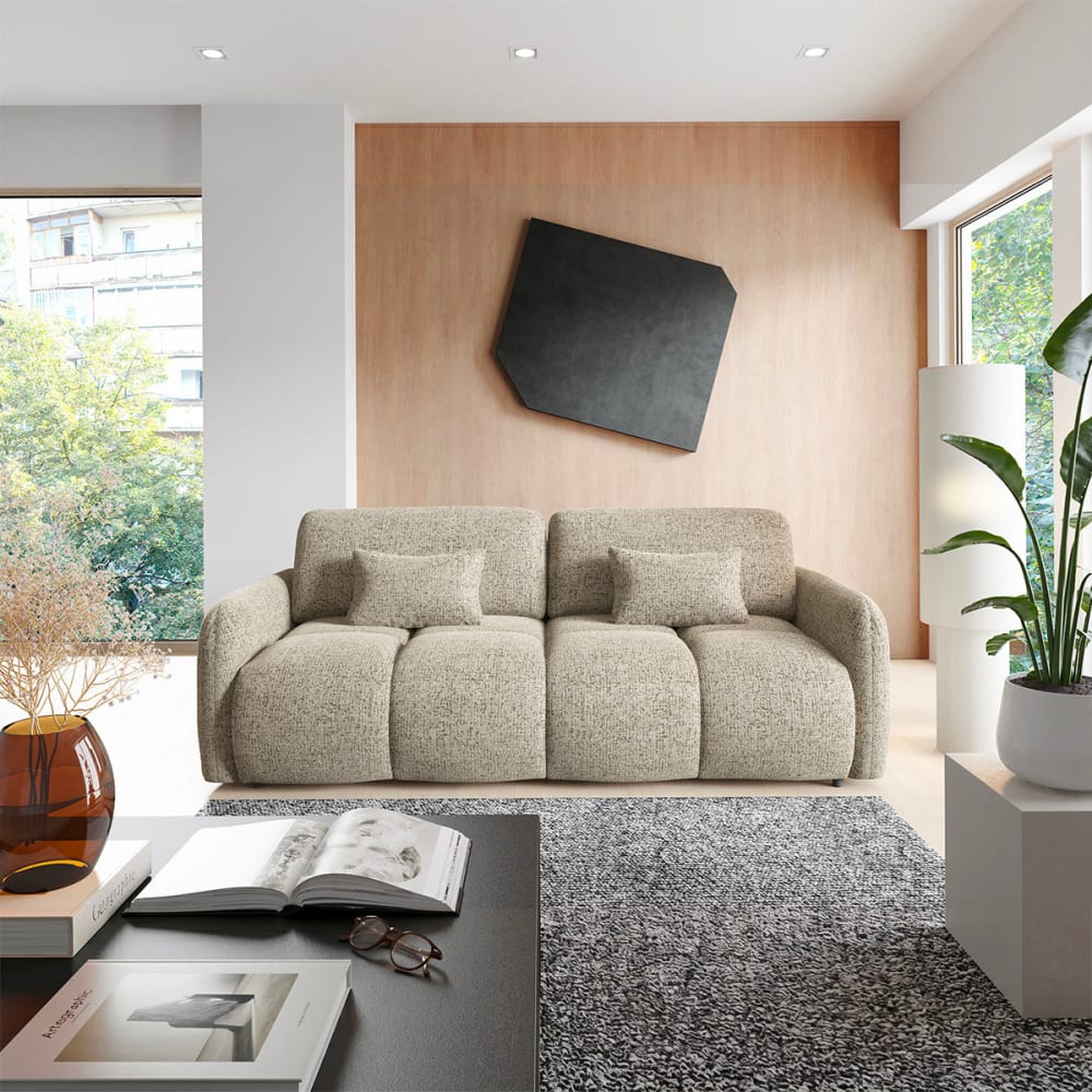 Petits meubles 3-Sitzer-Sofa mit Schlaffunktion Kiefernholz Beige meliert Beige