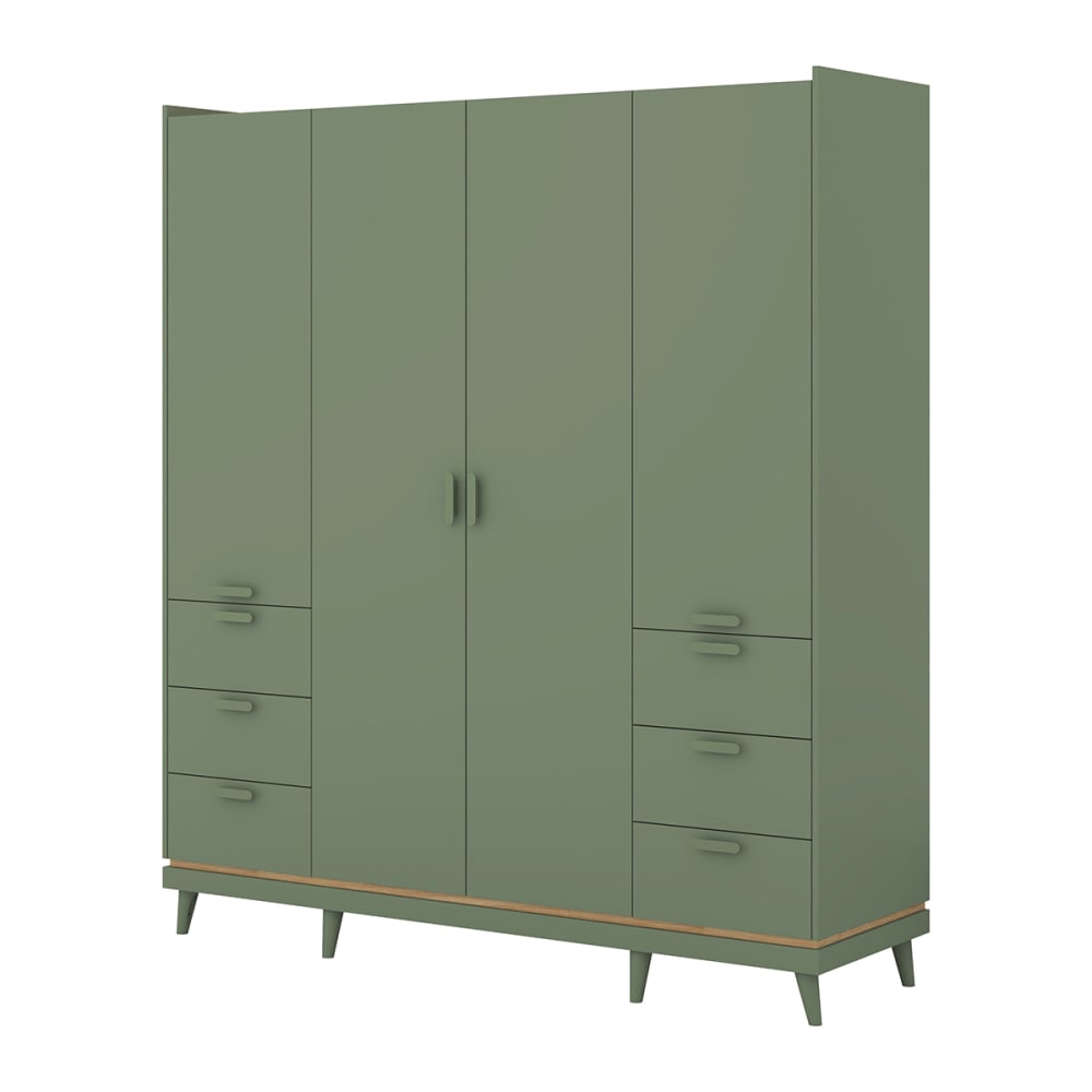 Armoire 4 portes 6 tiroirs panneaux stratifiés vert