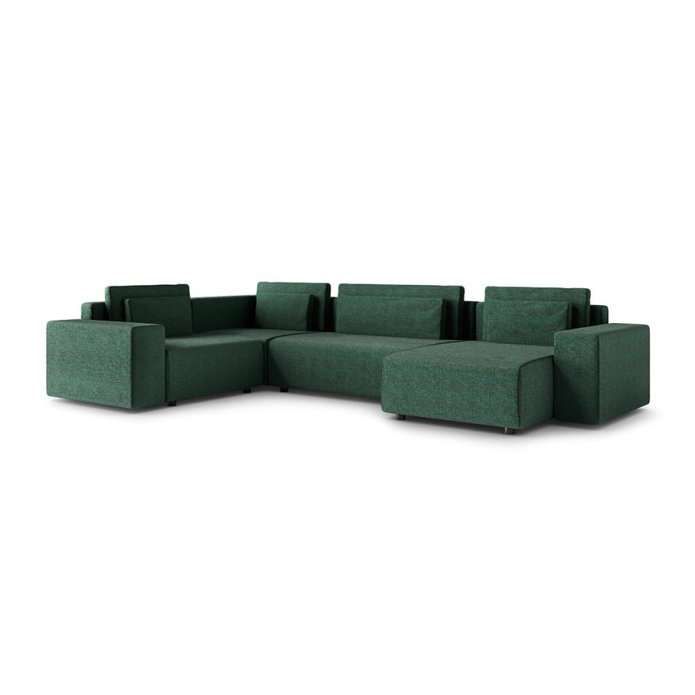 5-Sitzer U-Sofa mit linker Ecke Kiefernholz Grün - Maisons Du