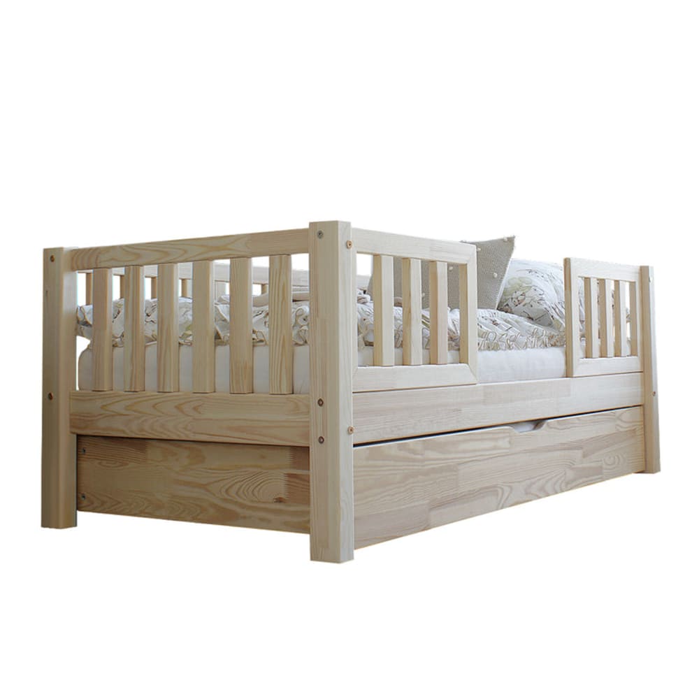 Bett 90x190 Seitengitter Lattenrost Sperrholz Naturholz - Maisons
