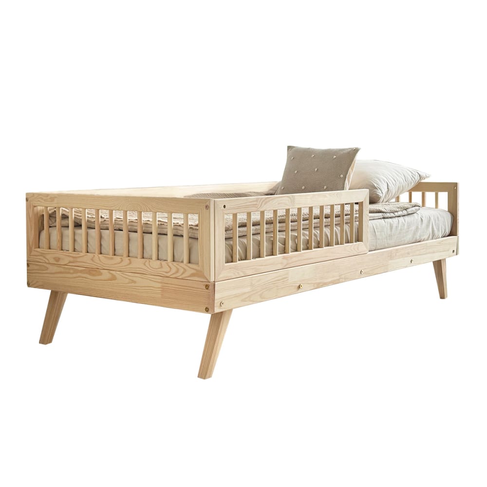 Bett 90x190 inklusive Seitengitter Holz – Sperrholz Naturholz -