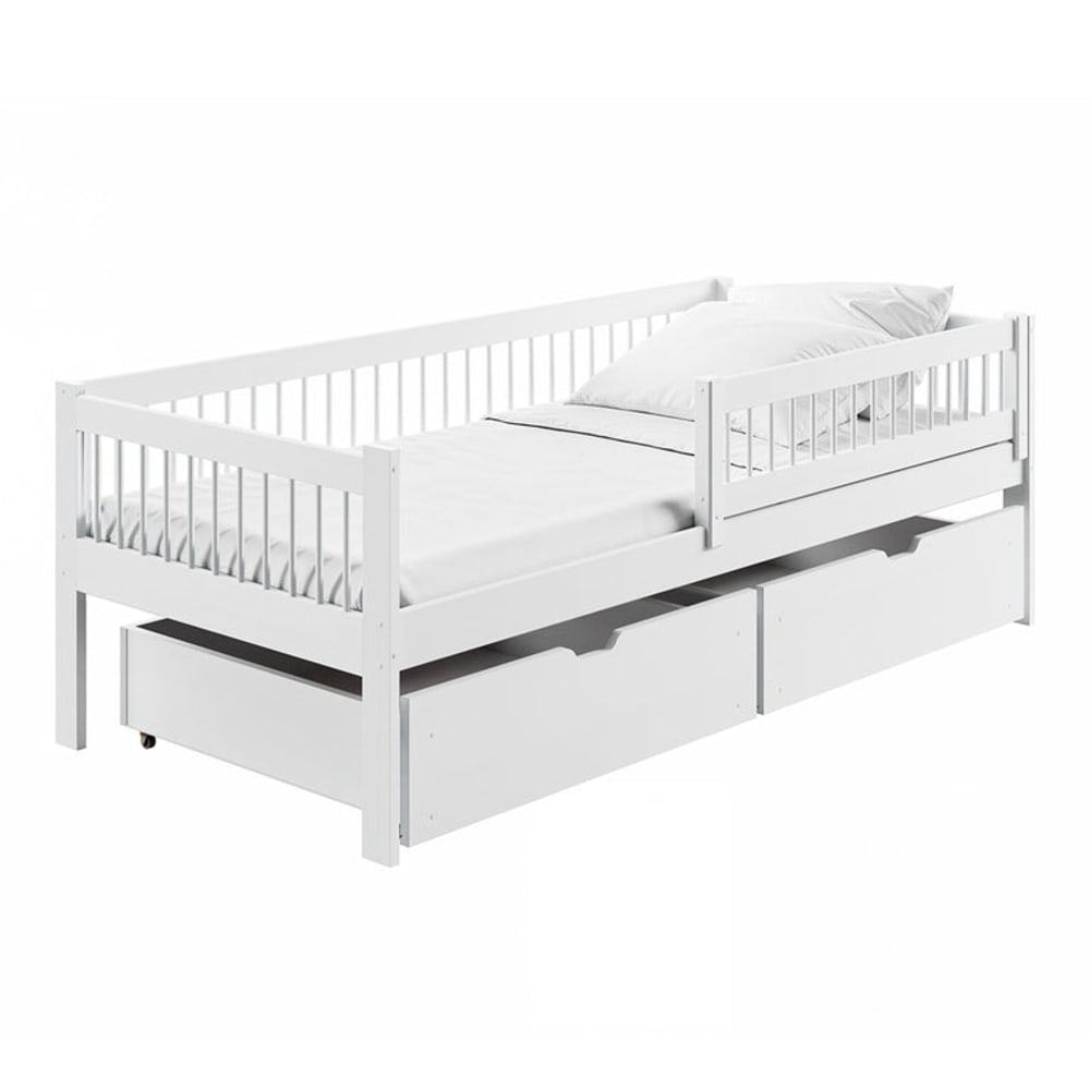 Bett 90x200 inkl. Lattenrost Holz Weiß - Maisons Du Monde
