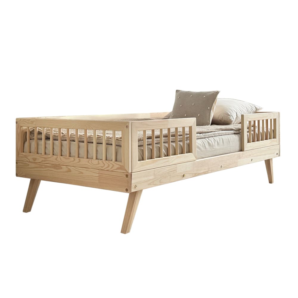 Bett 90x190 inklusive Seitengitter Holz – Sperrholz Naturholz -