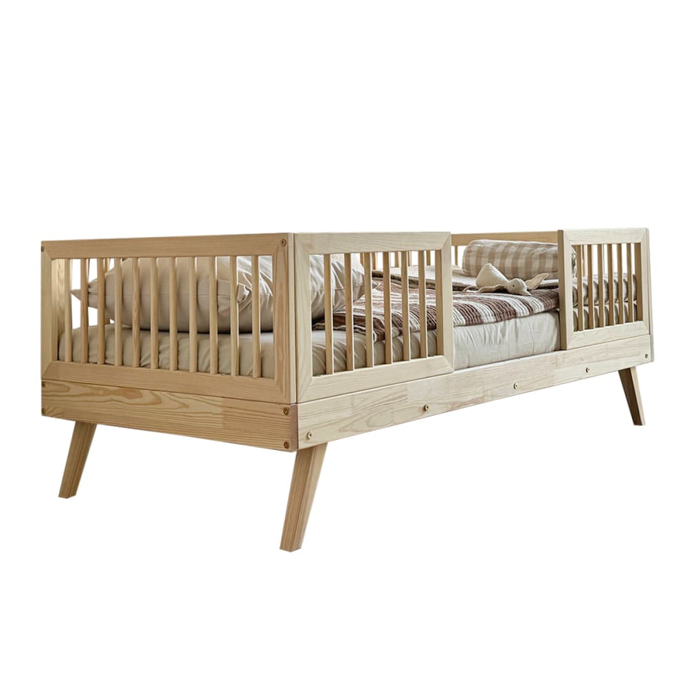 Bett 90x190 inklusive hoher Holz – Sperrholz Naturholz - Maisons