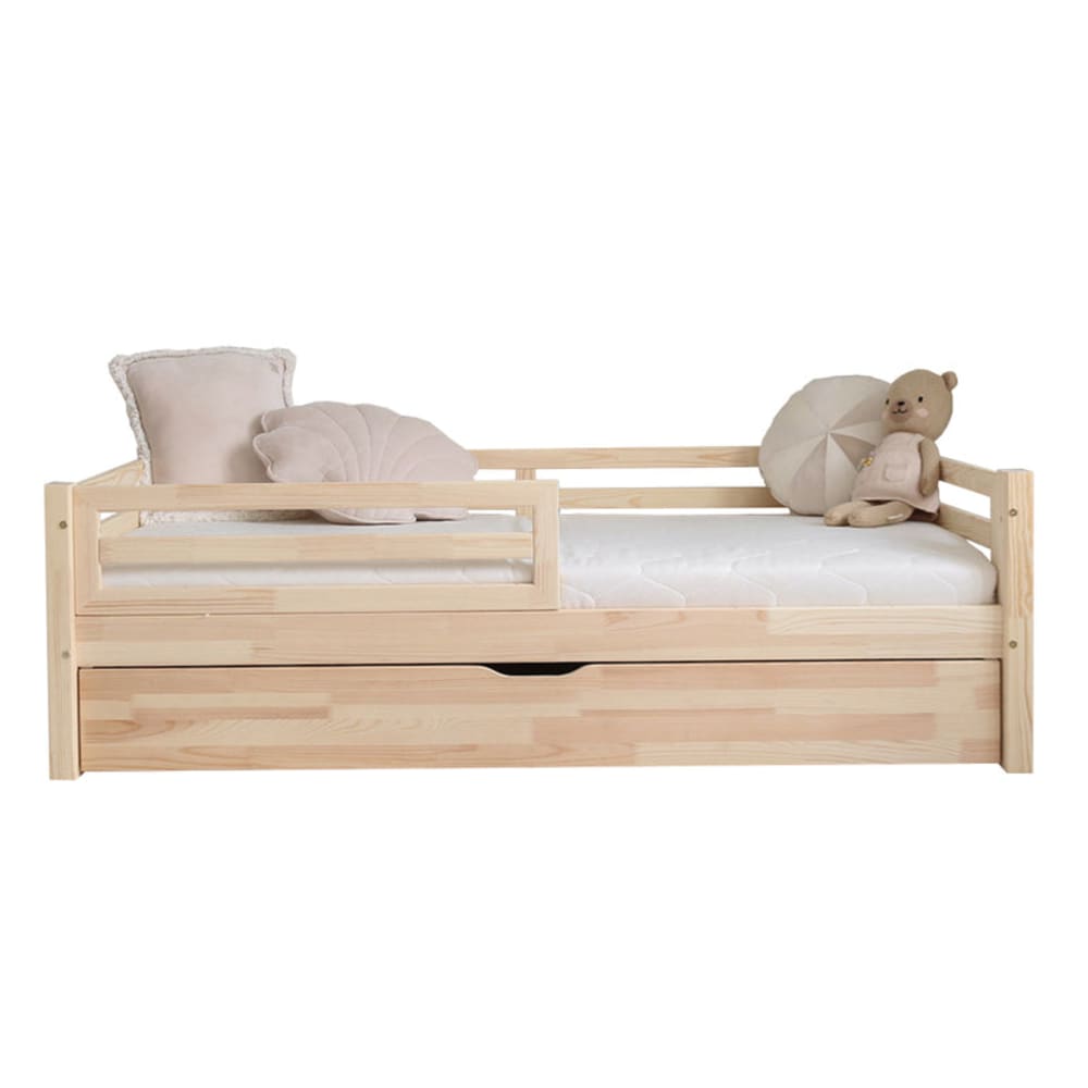 Bett 90x190 inklusive Seitengitter Sperrholz Naturholz - Maisons